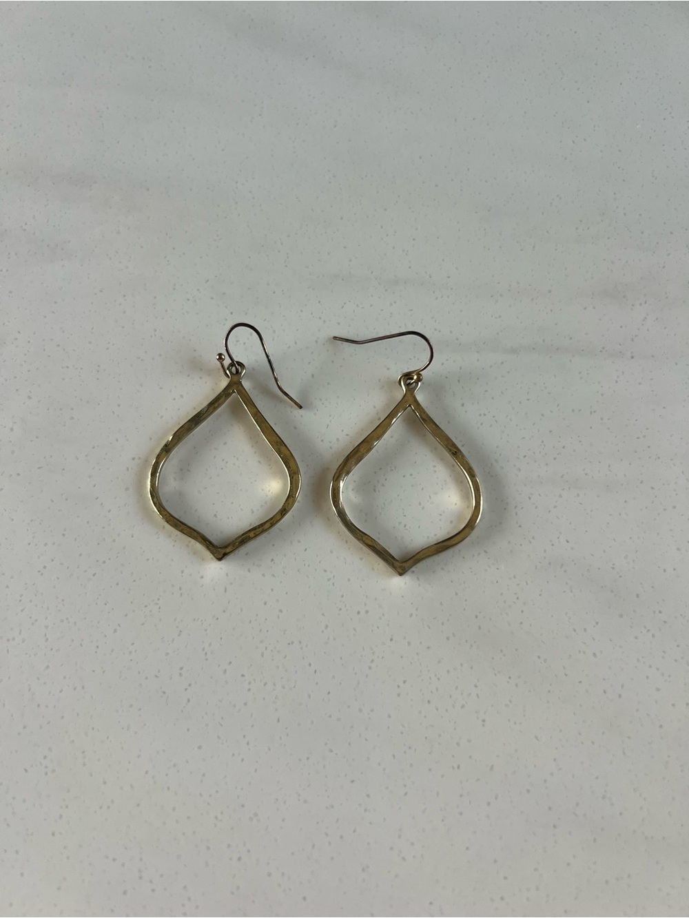 Gold Teardrop Open Frame Dangle Earrings - Women Jewelry
